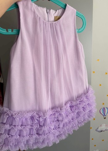 Kız Çocuk Pastel Mor Fırfırlı Kolsuz Elbise - Görsel 4