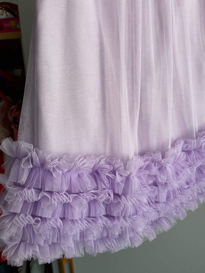 Kız Çocuk Pastel Mor Fırfırlı Kolsuz Elbise - Görsel 5