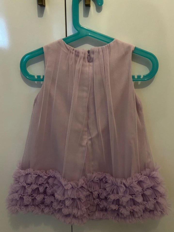 Kız Çocuk Pastel Mor Fırfırlı Kolsuz Elbise - Görsel 2