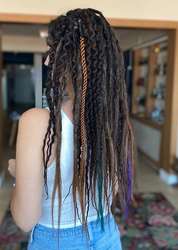 Kahverengi Örgülü Bohem Saç Aksesuarı - Görsel 2