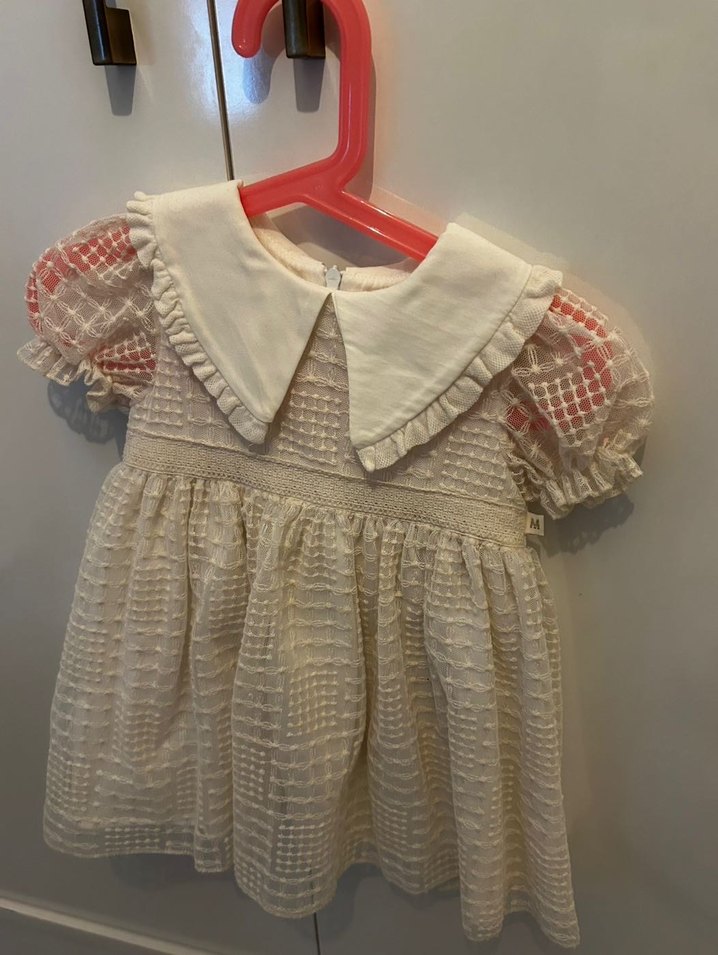 Kız Çocuk Beyaz Vintage Elbise - Görsel 3