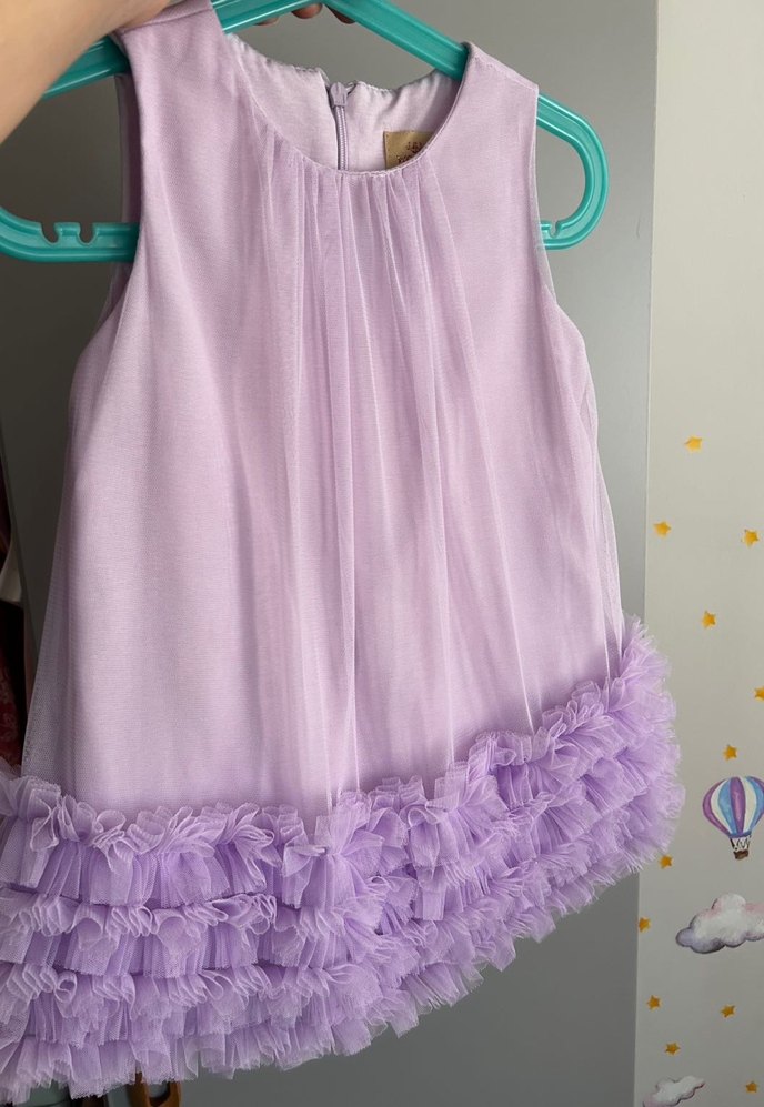 Kolsuz Mor Fırfırlı Kız Çocuk Elbisesi - Görsel 3