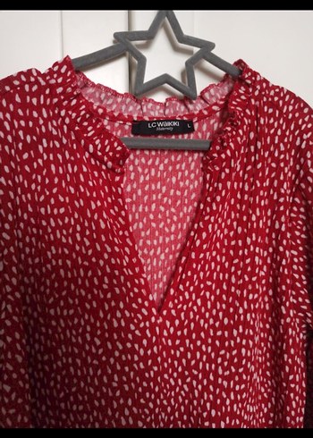 kırmızı v yaka Lcw hamile elbisesi - Görsel 2