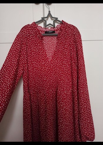 kırmızı v yaka Lcw hamile elbisesi - Görsel 5