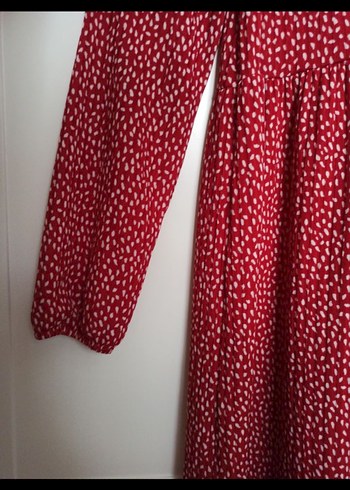 kırmızı v yaka Lcw hamile elbisesi - Görsel 3