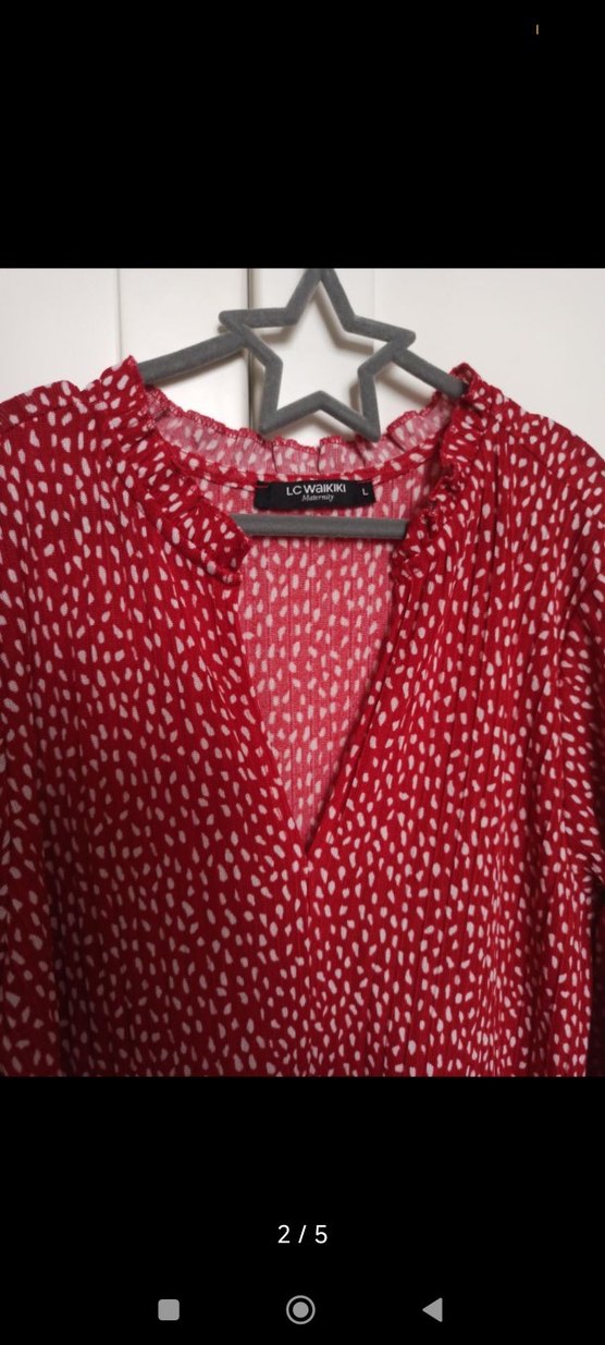 kırmızı v yaka Lcw hamile elbisesi - Görsel 2