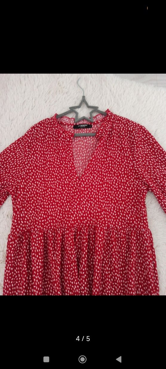 kırmızı v yaka Lcw hamile elbisesi - Görsel 4