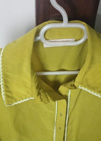 Sarı Vintage Düğmeli Uzun Kollu Gömlek - Görsel 2