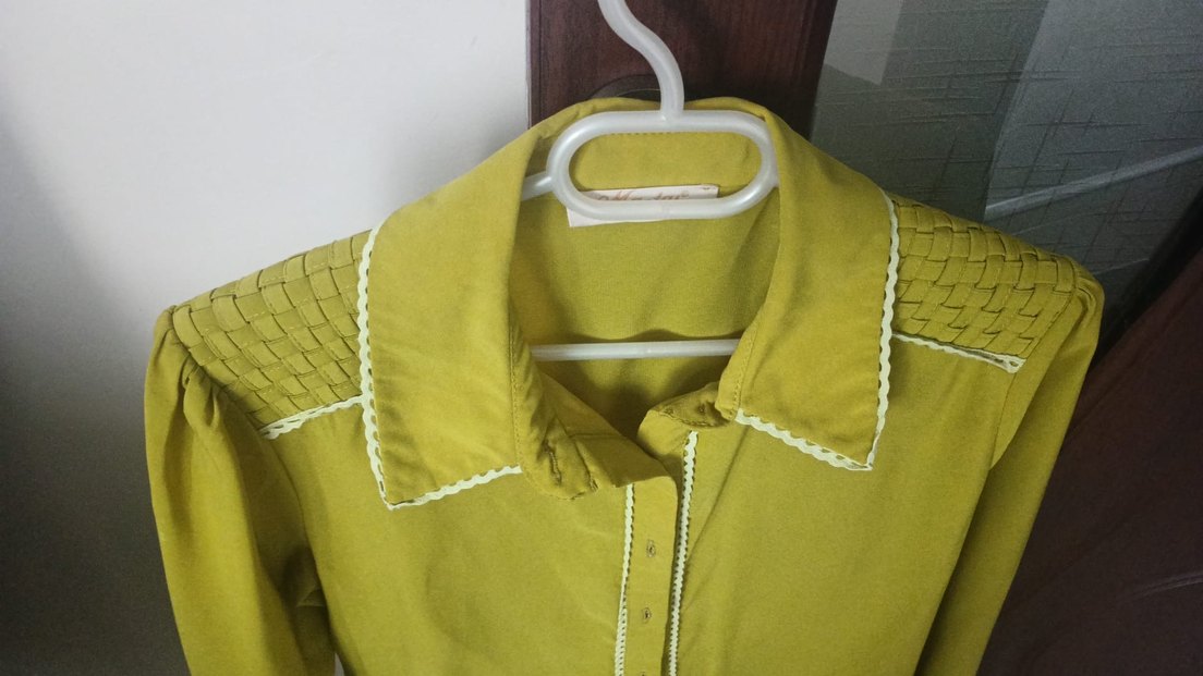 Sarı Vintage Düğmeli Uzun Kollu Gömlek - Görsel 2