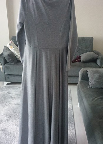 Gri Uzun Kollu Salaş Kadın Elbise - Görsel 2