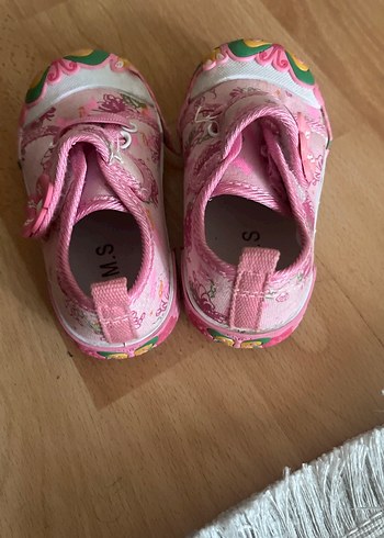 Kız Çocuk Pembe Çiçekli Cırtlı Spor Ayakkabı - Görsel 2