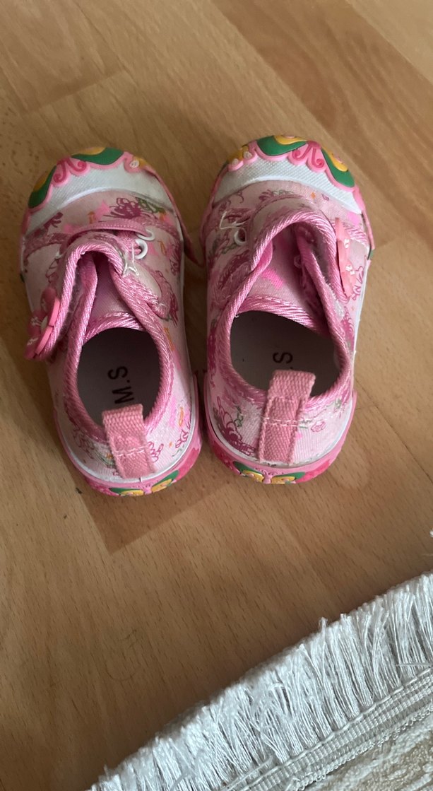 Kız Çocuk Pembe Çiçekli Cırtlı Spor Ayakkabı - Görsel 2