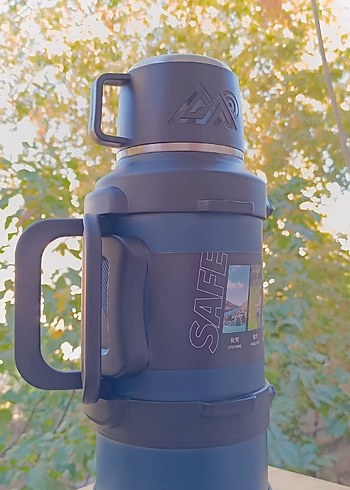 Siyah Büyük Kapasiteli Termos Matara - Görsel 3