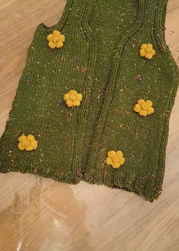 Yeşil Bohem Kız Çocuk Örgü Yelek - Görsel 4