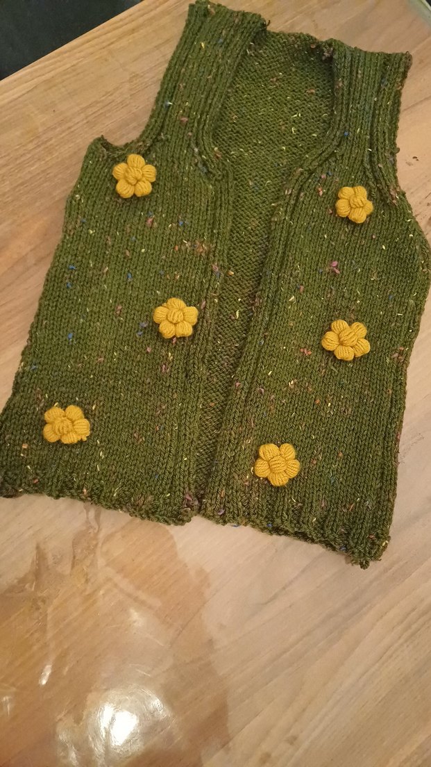 Yeşil Bohem Kız Çocuk Örgü Yelek - Görsel 4