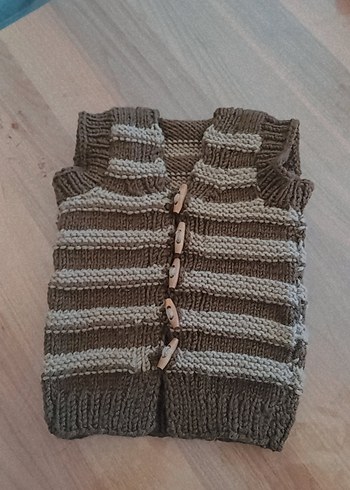 Erkek Çocuk Gri Triko Boğazlı Yelek - Görsel 5