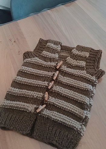 Erkek Çocuk Gri Triko Boğazlı Yelek - Görsel 3