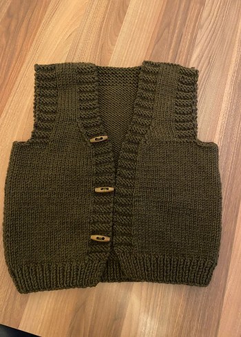 Erkek Çocuk Örgü Kahverengi Yelek - Görsel 2