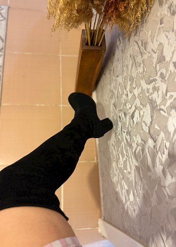 Siyah Süet Diz Üstü Topuklu Kadın Çizme - Görsel 2