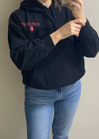 Siyah Oversize Sweatshirt - Görsel 2