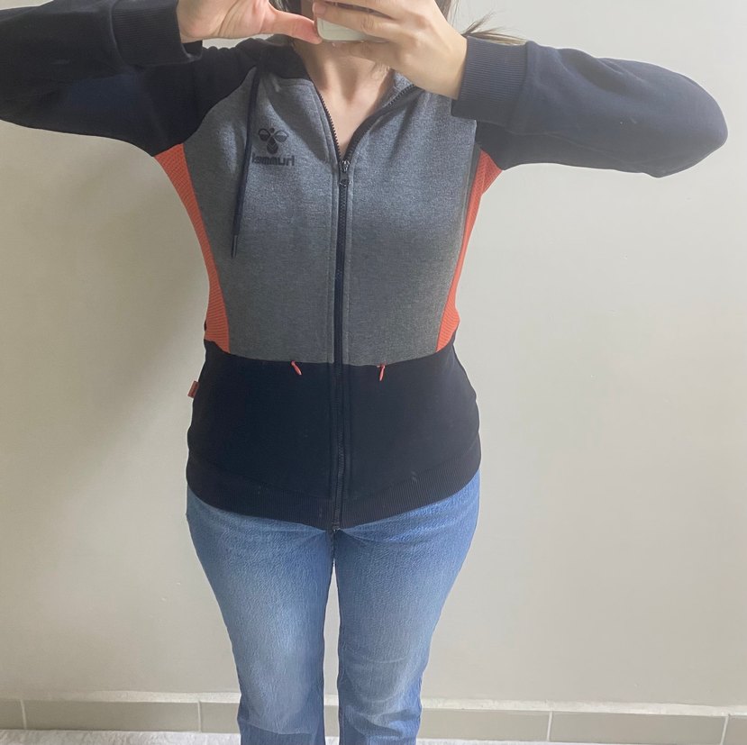 Gri Fermuarlı Atletik Kesim Fermuarlı Sweatshirt - Görsel 3