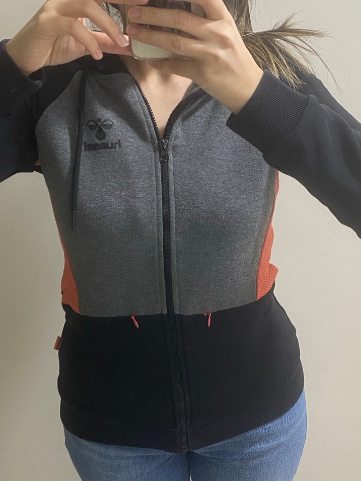Gri Fermuarlı Atletik Kesim Fermuarlı Sweatshirt - Görsel 4