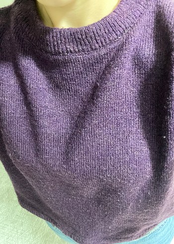 Kadın Mor Basic Triko Kazak - Görsel 5
