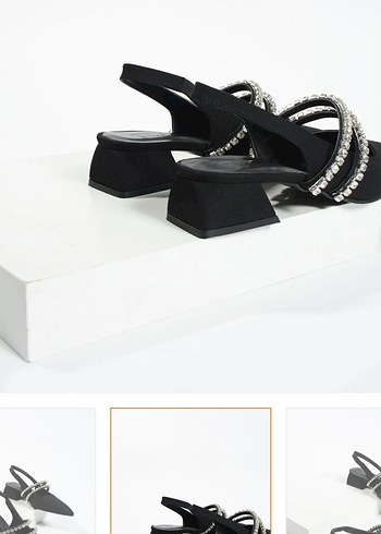 Siyah Taşlı Stiletto Topuklu Kadın Ayakkabı - Görsel 6