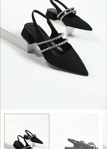 Siyah Taşlı Stiletto Topuklu Kadın Ayakkabı - Görsel 5