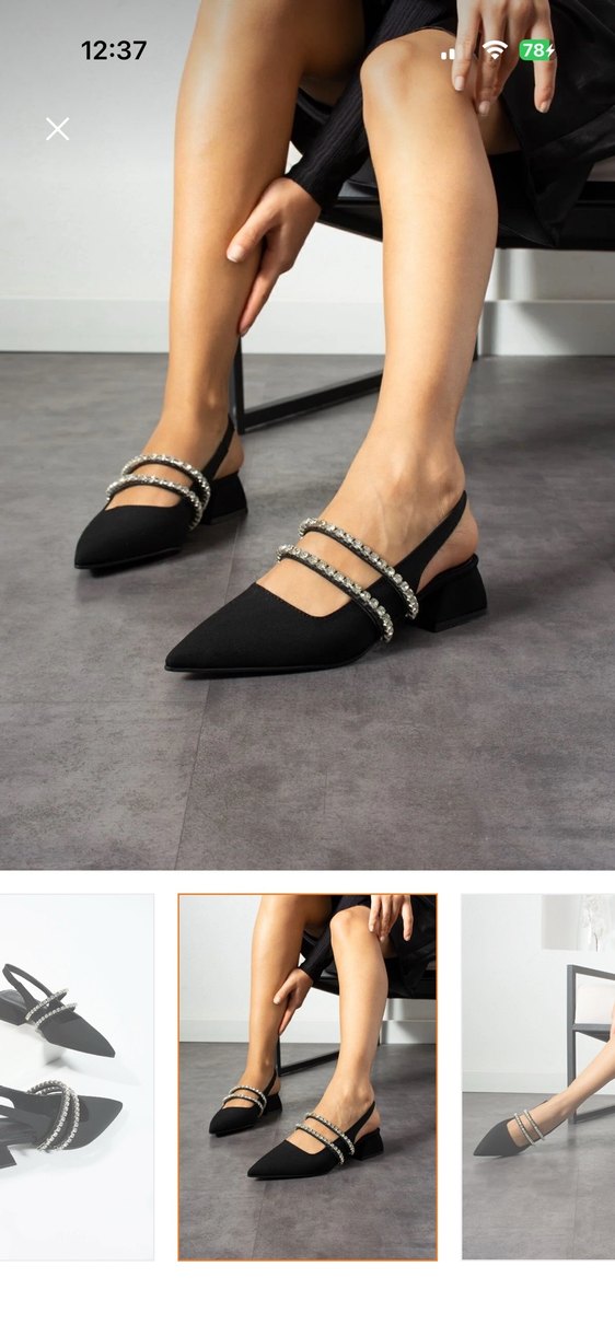 Siyah Taşlı Stiletto Topuklu Kadın Ayakkabı - Görsel 4