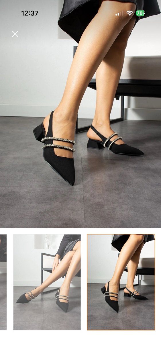 Siyah Taşlı Stiletto Topuklu Kadın Ayakkabı - Görsel 2