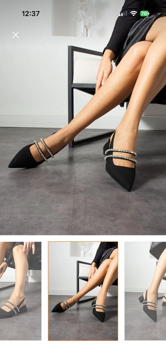 Siyah Taşlı Stiletto Topuklu Kadın Ayakkabı - Görsel 3