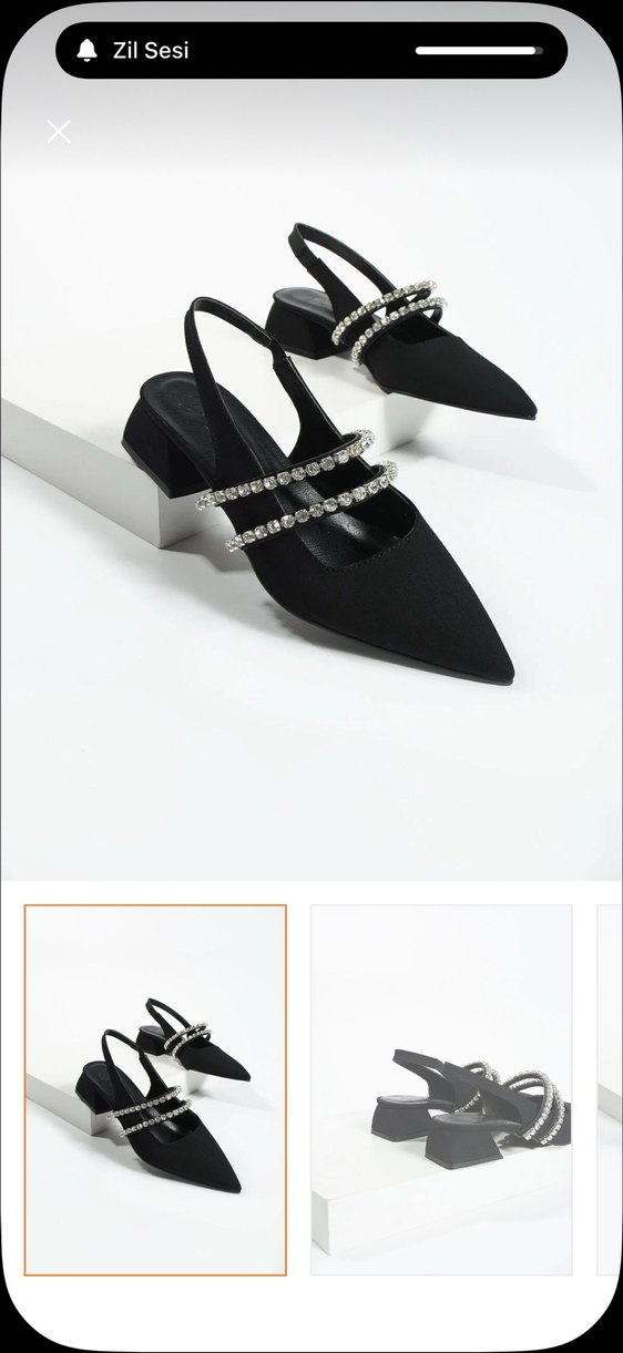 Siyah Taşlı Stiletto Topuklu Kadın Ayakkabı - Görsel 5