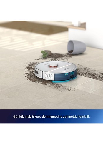 Beyaz Gri Robot Süpürge 230 Dakika Çalışma Süresi - Görsel 3