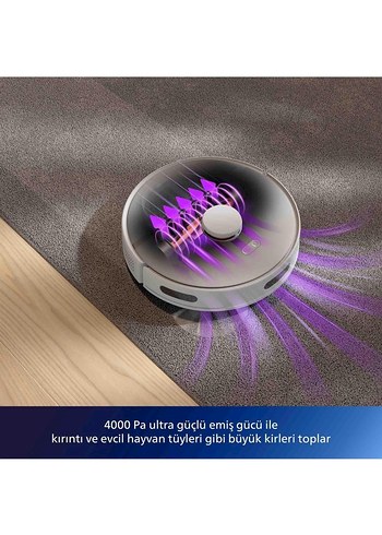Beyaz Gri Robot Süpürge 230 Dakika Çalışma Süresi - Görsel 4
