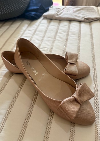 Bej Fiyonklu Kadın Dolgu Topuk Babet - Görsel 3