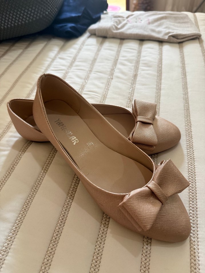 Bej Fiyonklu Kadın Dolgu Topuk Babet - Görsel 3