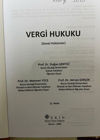 Vergi Hukuku (Genel Hükümler) Kitabı 2020 - Görsel 2