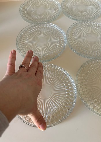 Vintage Desenli Cam Tabak Seti - 6 Adet - Görsel 3