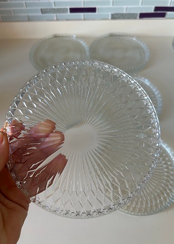 Vintage Desenli Cam Tabak Seti - 6 Adet - Görsel 2