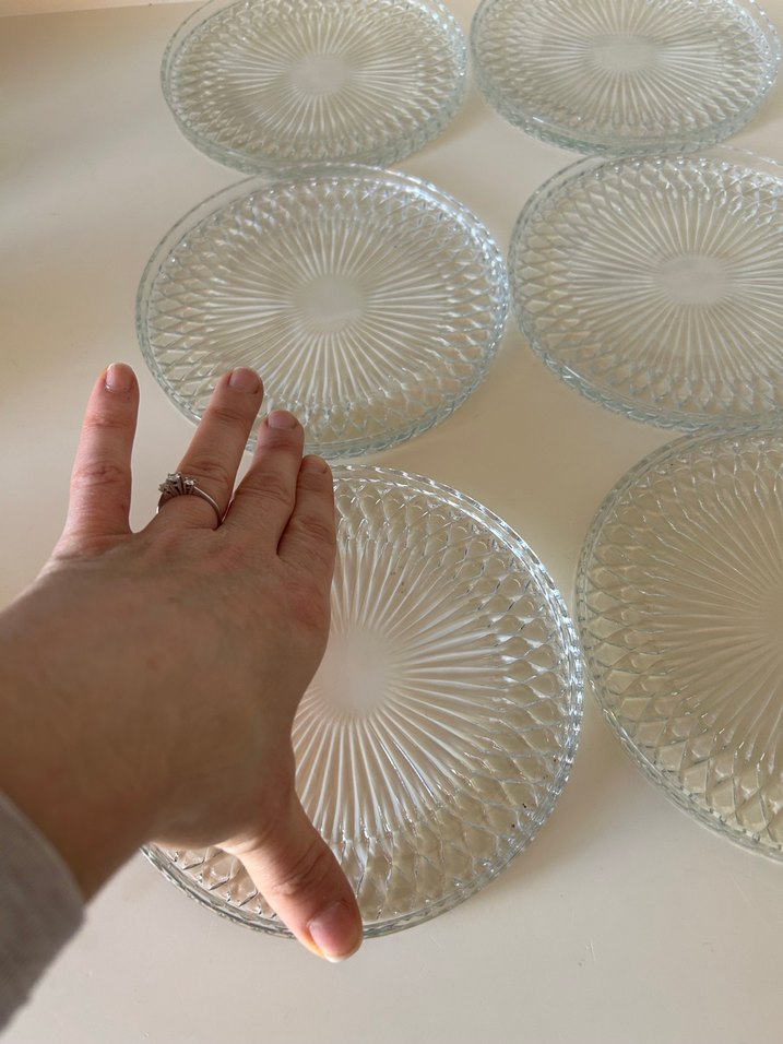 Vintage Desenli Cam Tabak Seti - 6 Adet - Görsel 3