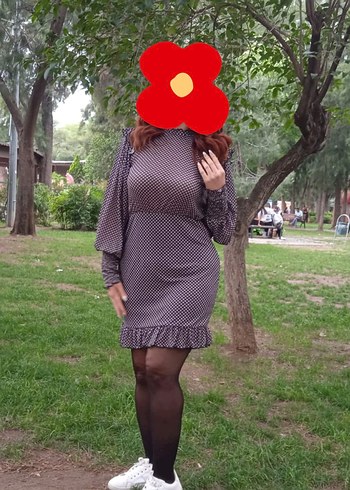 Gri Desenli elbise - Görsel 3