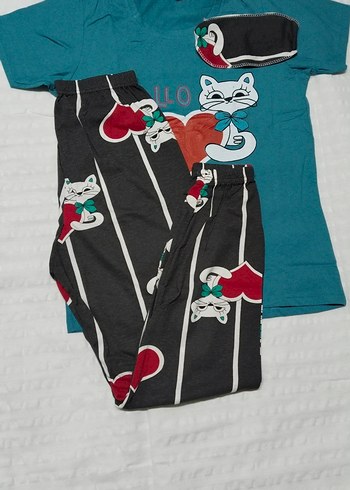 Renkli Baskılı Bayan Kısa Kollu Pijama Takımı - Görsel 2