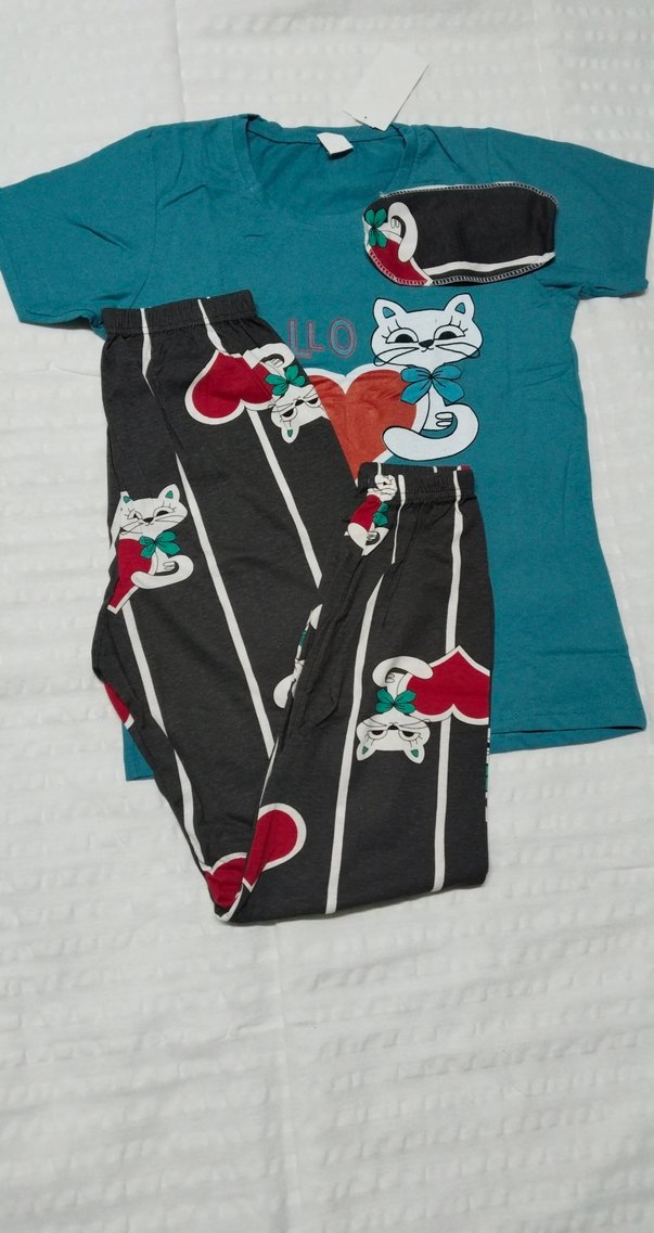 Renkli Baskılı Bayan Kısa Kollu Pijama Takımı - Görsel 2