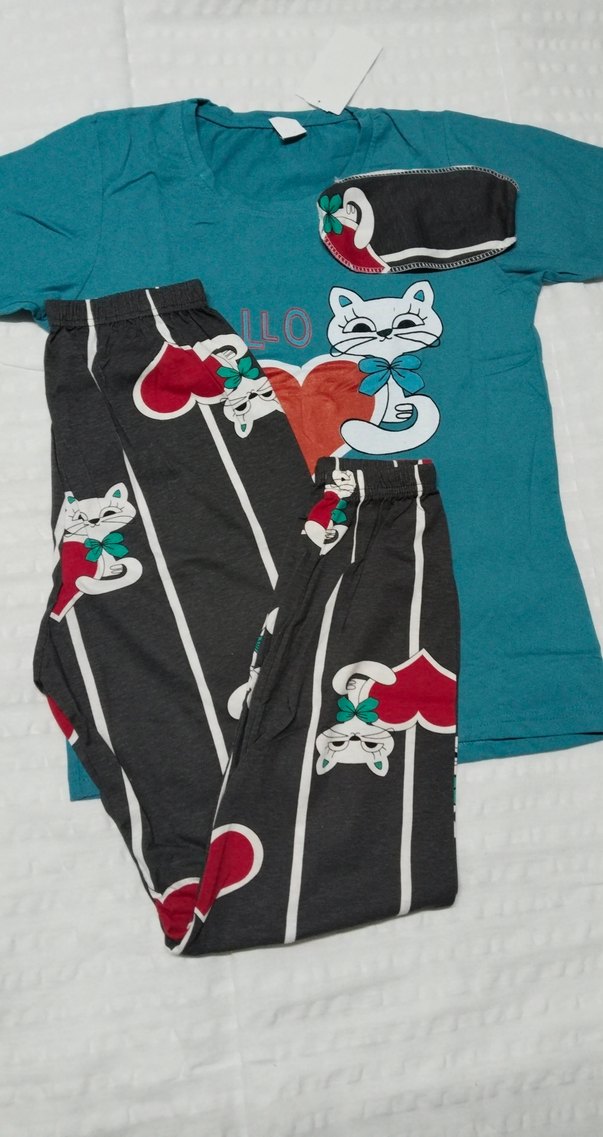 Renkli Baskılı Bayan Kısa Kollu Pijama Takımı - Görsel 3