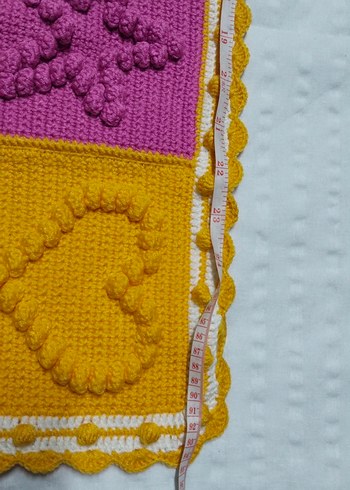 Renkli Nakışlı Örgü Çocuk Battaniyesi - Görsel 6