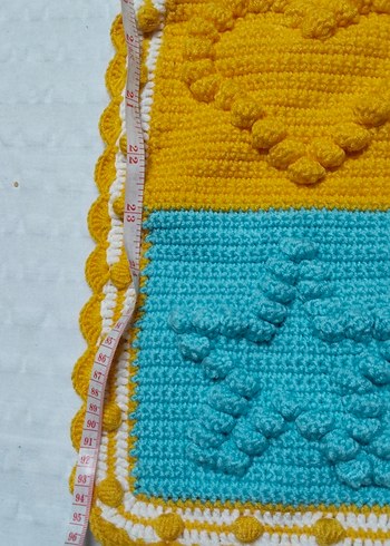 Renkli Nakışlı Örgü Çocuk Battaniyesi - Görsel 7