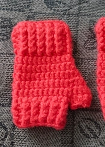 Pembe Örgü Kadın Eldiveni - Görsel 3