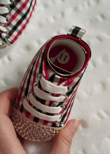 Kız Bebek Ekose Payetli İlk Adım Ayakkabısı - Görsel 4