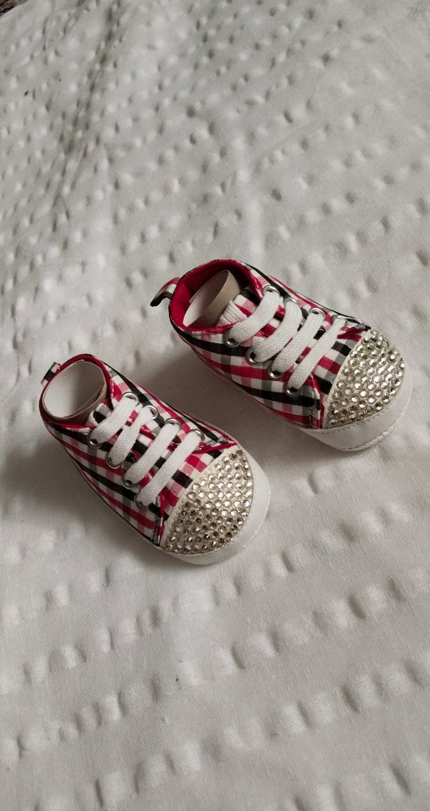 Kız Bebek Ekose Payetli İlk Adım Ayakkabısı - Görsel 2